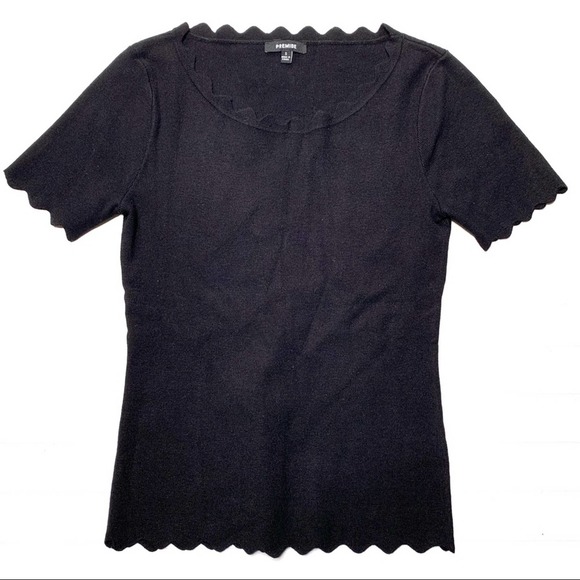 Premise Tops - Premise sz S black scallop hem knit top